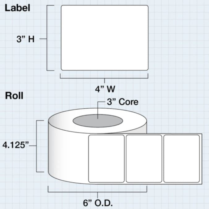 Uninet 4" x 3" Die Cut Matte BOPP for IColor 200 / 250 (475 labels/roll)