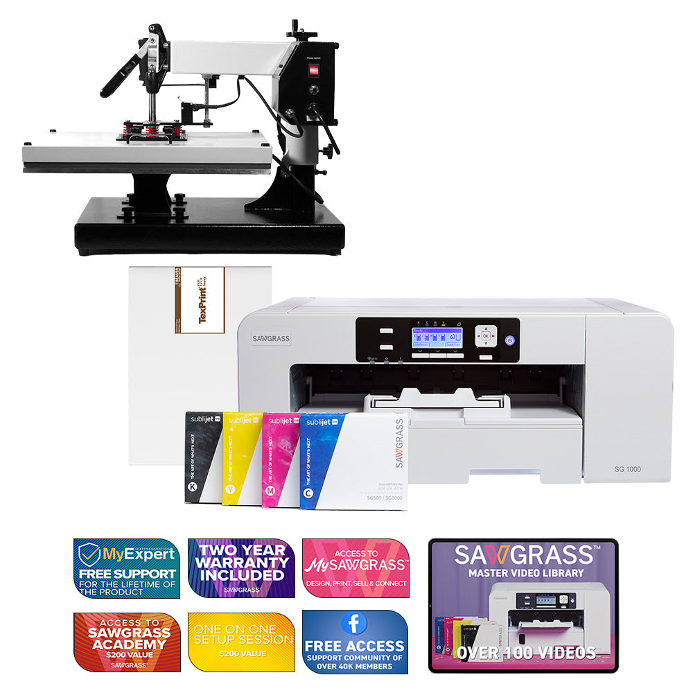 Sawgrass SG1000 Sublijet Sublimation Printer with Signature Series 16" x 20" Swing-Away Heat Press