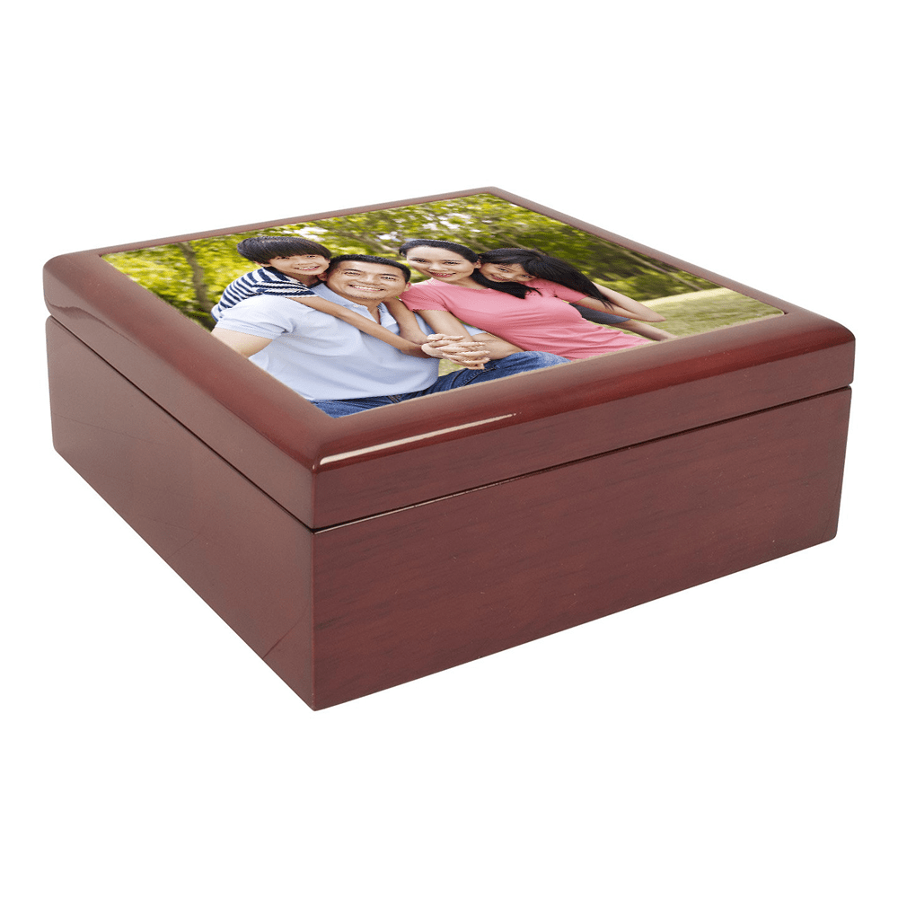 HPN SubliCraft 6" x 6" Jewelry Box with Sublimation Photo Tile Lid Insert - 24 per Case - HeatPressNation