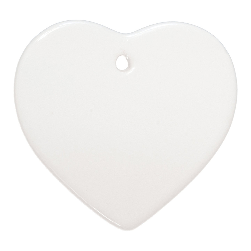HPN SubliCraft 3" Heart Sublimation Ceramic Ornament with Hole - 100 per Case - HeatPressNation