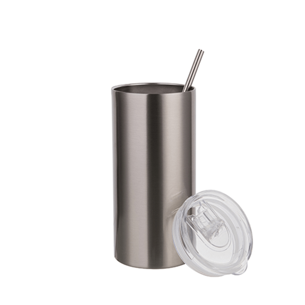 HPN SubliCraft 16 oz. Silver Sublimation Stainless Steel Skinny Tumbler - HeatPressNation