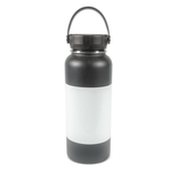HPN SubliCraft 32 oz. Black Sublimation Stainless Steel Summit Bottle with White Patch - 25 Per Case - HeatPressNation