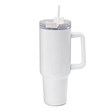 HPN SubliCraft 40 oz. Sublimation Stainless Steel Travel Mug w/ Straw and Handle - White - 20 Per Case - HeatPressNation
