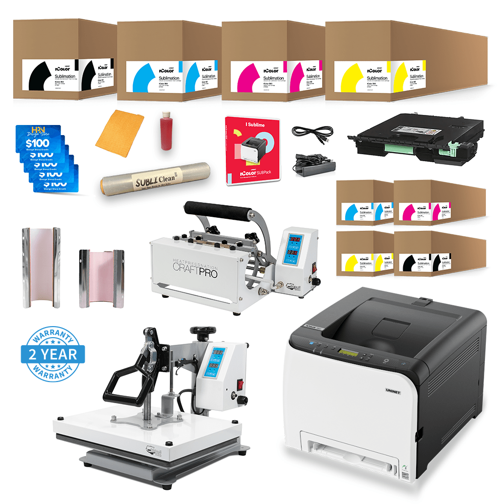 Uninet IColor 350 Toner Based Dye Sublimation Printer - CraftPro Bundle - HeatPressNation