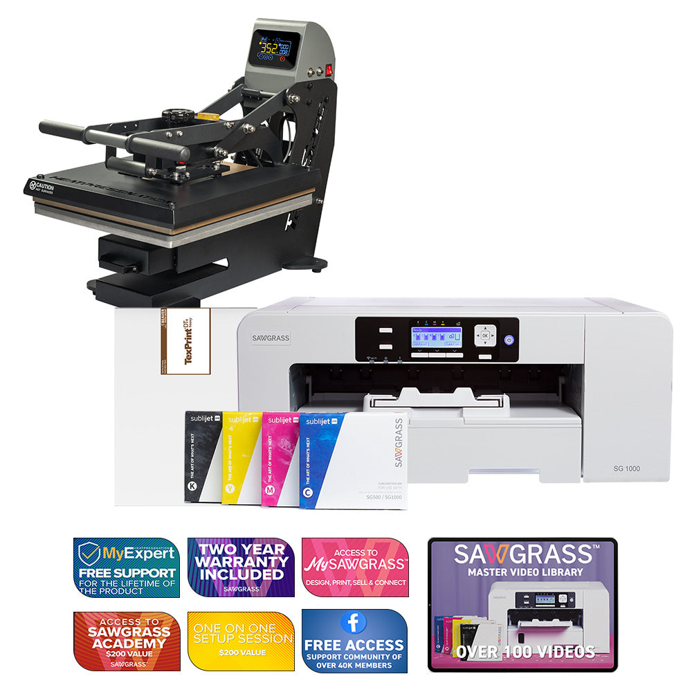 Sawgrass SG1000 Sublijet Sublimation Printer with TrueSpec 16" x 20" Hybrid Heat Press