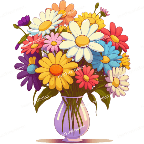 Cartoon Flower Vase Design - HeatPressNation