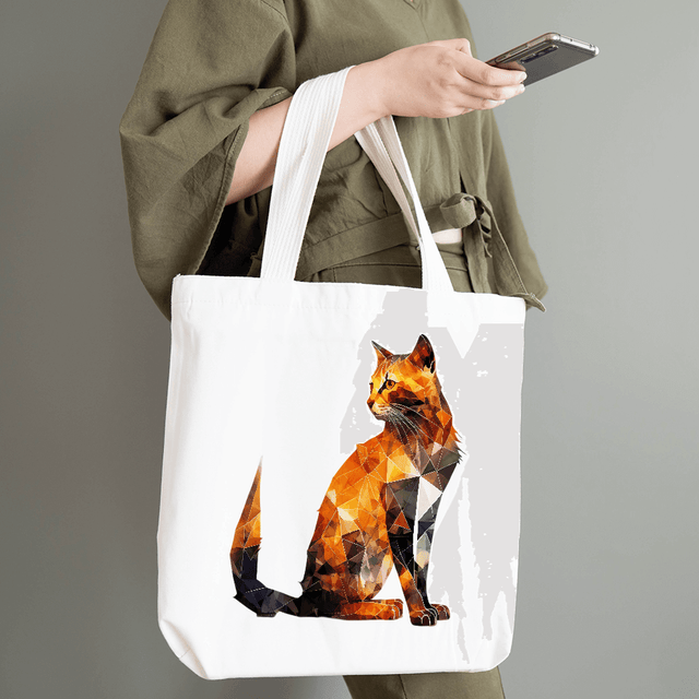 Geometric Orange Cat Design - HeatPressNation