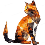Geometric Orange Cat Design - HeatPressNation