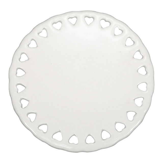 HPN SubliCraft 4" Round Doily Sublimation Ceramic Ornament with Heart Lace Trim - 100 per Case - HeatPressNation