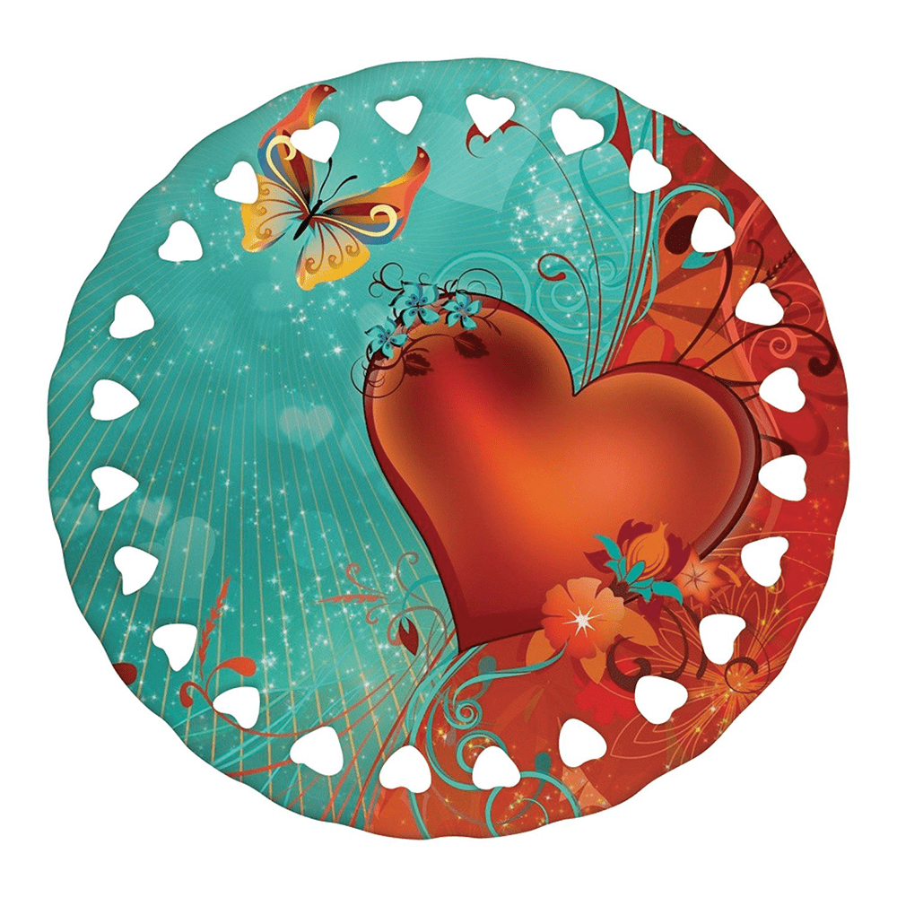 HPN SubliCraft 4" Round Doily Sublimation Ceramic Ornament with Heart Lace Trim - 100 per Case - HeatPressNation