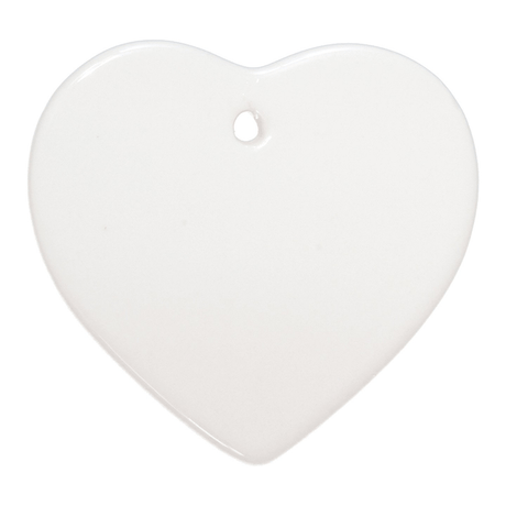 HPN SubliCraft 3" Heart Sublimation Ceramic Ornament with Hole - 100 per Case - HeatPressNation