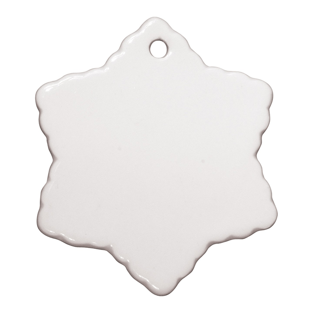 HPN SubliCraft 3" Snowflake Sublimation Ceramic Ornament with Hole - 100 per Case - HeatPressNation