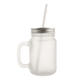 HPN SubliCraft 12 oz. Sublimation Frosted Glass Mason Jar with Straw and Handle - HeatPressNation