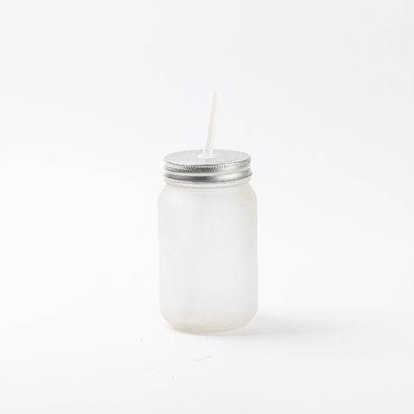HPN SubliCraft 15 oz. Sublimation Frosted Glass Mason Jar with Straw - 12 per Case - HeatPressNation