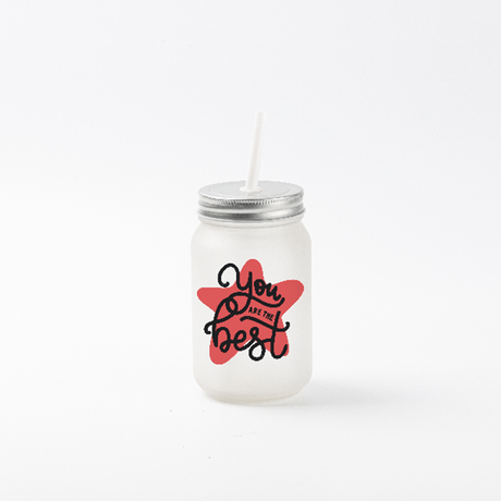 HPN SubliCraft 15 oz. Sublimation Frosted Glass Mason Jar with Straw - 12 per Case - HeatPressNation
