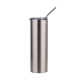 HPN SubliCraft 30 oz. Sublimation Stainless Steel Skinny Tumbler with Straw - Silver - HeatPressNation