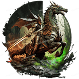 Sword Warrior on Dragon Design - HeatPressNation