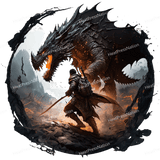 Sword Fighting Dragon Design - HeatPressNation